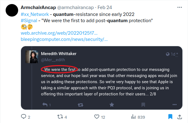 Signal CEO says theirs is the first PQ messaging application